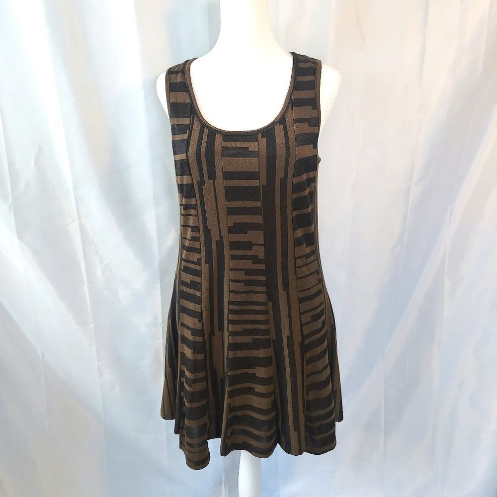 Vintage Dzhavael Couture Dress Brown Black S - Picture 5 of 7